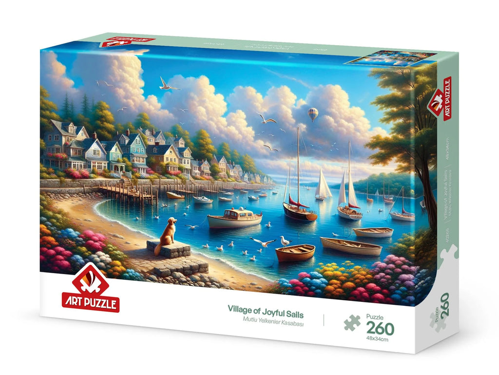 Village of Joyful Sails | Brand Art PuzzleProduct Code: 40268Barcode Number: 8682450145078Number of 260-piece puzzleProduct Dimensions: 48 x 34 cmBox Dimensions: 33.5 x 23.5 x 4.5 cmProduct Weight: 710 gRecommended Age Group: 8 years and abovePuzzle Glue