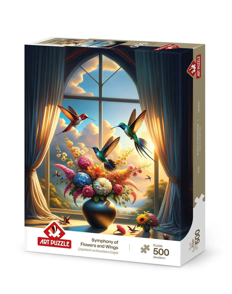 Symphony of Flowers and Wings | Brand Art PuzzleProduct Code: 40501Barcode Number: 8682450145337Number of 500-piece puzzleProduct Dimensions: 48 x 34 cmBox Dimensions: 33.5 x 23.5 x 4.5 cmProduct Weight: 710 gRecommended Age Group: 8 years and abovePuzzl