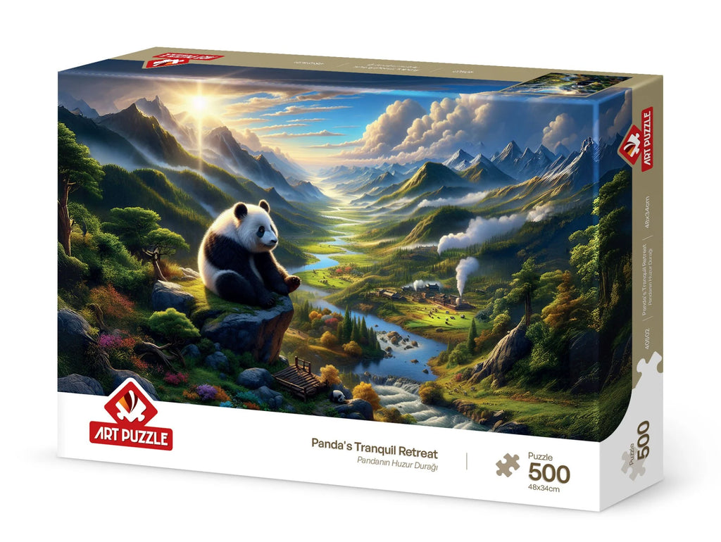 Panda's Tranquil Retreat | Brand Art PuzzleProduct Code: 40502Barcode Number: 8682450145344Number of 500-piece puzzleProduct Dimensions: 48 x 34 cmBox Dimensions: 33.5 x 23.5 x 4.5 cmProduct Weight: 710 gRecommended Age Group: 8 years and abovePuzzle Glu
