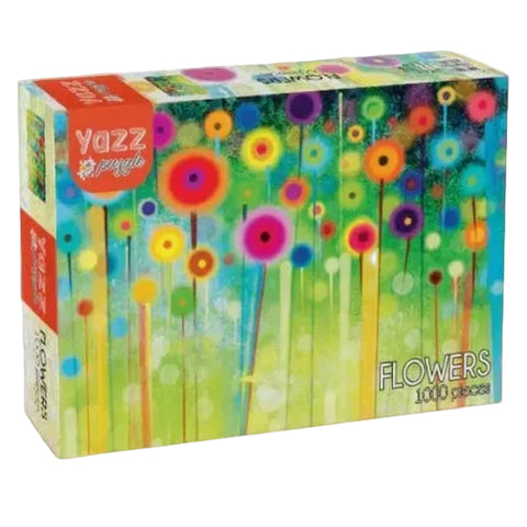 Colorful puzzle box with floral design on a wooden surface