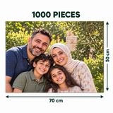 1000-piece personalised family photo puzzle — 70 cm wide by 50 cm high