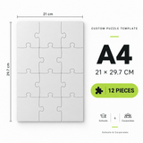 A4 custom puzzle template 21 x 29.7 cm 12 pieces