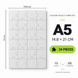 A5 custom puzzle template 14.8 x 21 cm 24 pieces