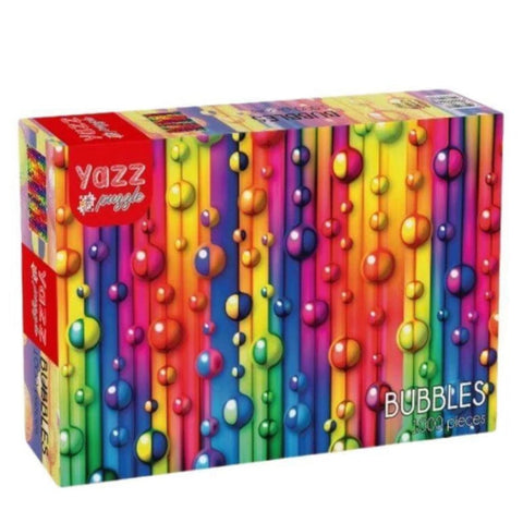 Colorful box of Yazzzy Bubbles on a white background