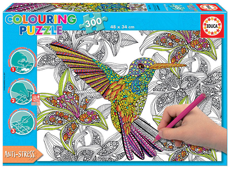 لغز تلوين الطائر الطنان | Puzzle | educa لغز تلوين الطائر الطنان | Puzzle | educa