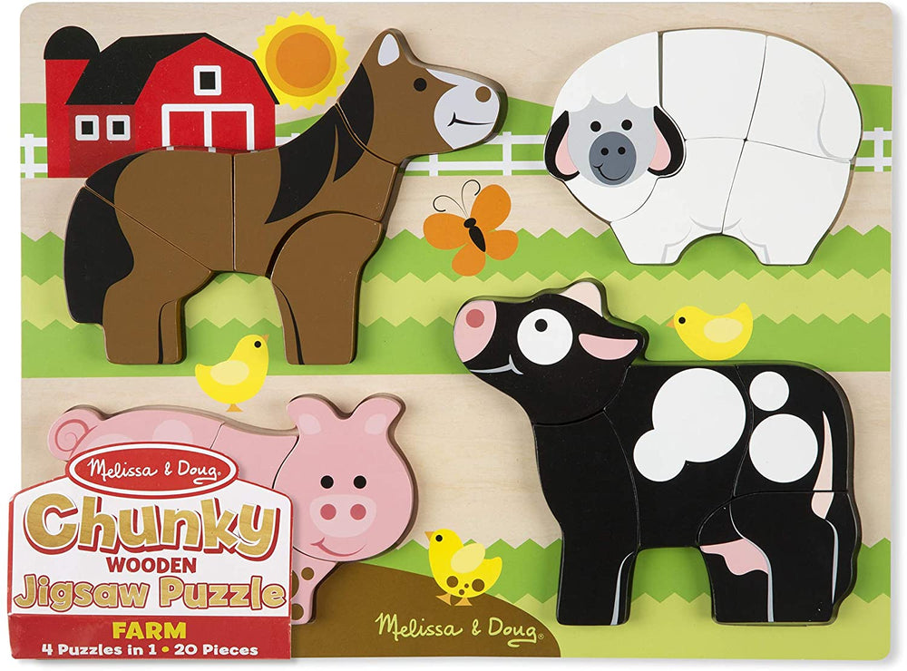 Farm Animals Wooden Chunky Jigsaw Puzzle (20 pcs) - Puzzlers Jordan